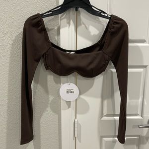 Princess Polly size 2 brown long sleeve crop